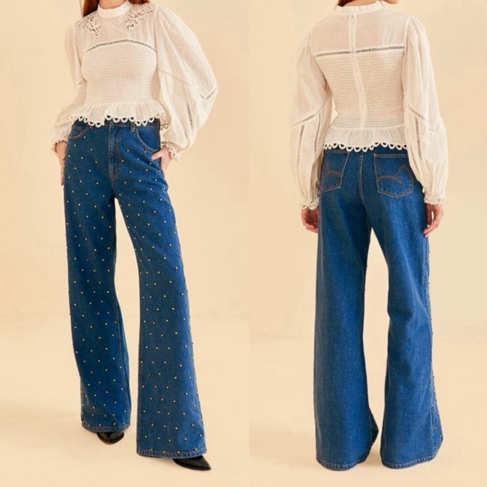 Farm Rio Baggy Beaded Jeans